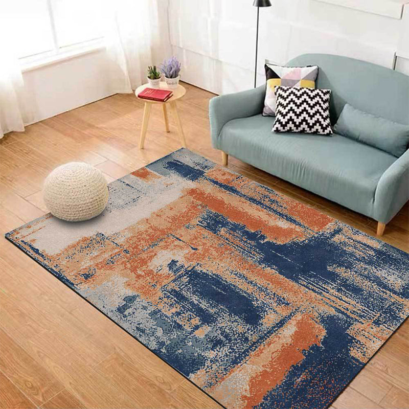 Industrial Abstract Rug Orange and Blue Polyester Rug Machine Washable Non-Slip Area Rug for Bedroom Yellow-Red Clearhalo 'Area Rug' 'Modern' 'Rugs' Rug' 1597260