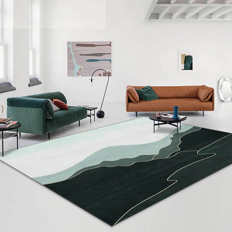 Simple Mountain Pattern Rug Green Polyester Rug Machine Washable Non-Slip Area Rug for Bedroom Green Clearhalo 'Area Rug' 'Modern' 'Rugs' Rug' 1597278