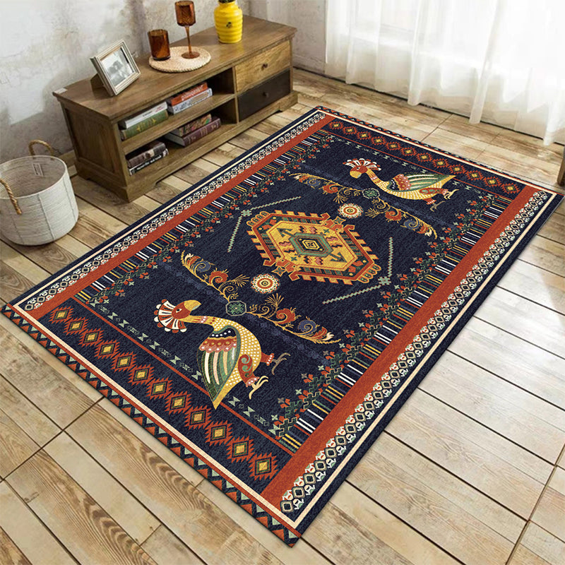 Tribal Southwestern Rug in Black Animal Diamond Stripe Pattern Rug Polyester Stain-Resistant Carpet for Home Decoration Black Clearhalo 'Area Rug' 'Rugs' 'Southwestern' Rug' 1597310