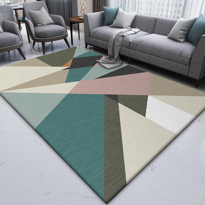 Modern Living Room Rug Multicolor Color Block Irregular Shape Print Rug Polyester Machine Washable Area Rug Green Clearhalo 'Area Rug' 'Modern' 'Rugs' Rug' 1597326