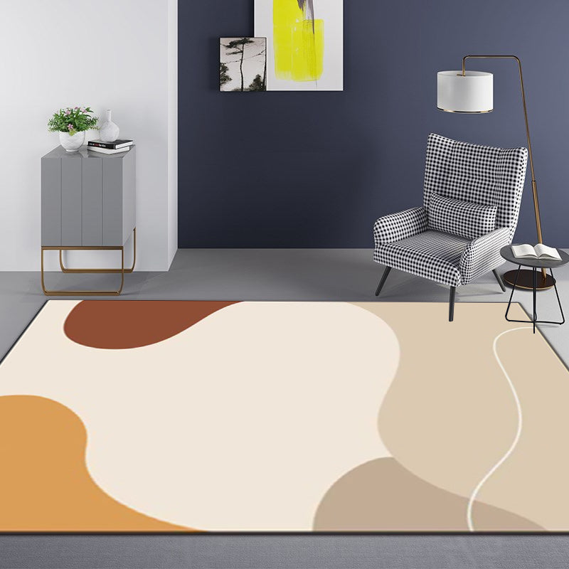 Ivory Bedroom Rug Novelty Color Block Irregular Shapes Pattern Area Rug Polyester Anti-Slip Backing Washable Carpet Clearhalo 'Area Rug' 'Rug' 1597359