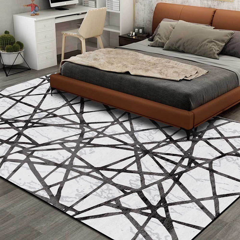 Grey Bedroom Rug Novelty Geometric Lines Pattern Area Rug Polyester Non-Slip Washable Carpet Clearhalo 'Area Rug' 'Rug' 1597383