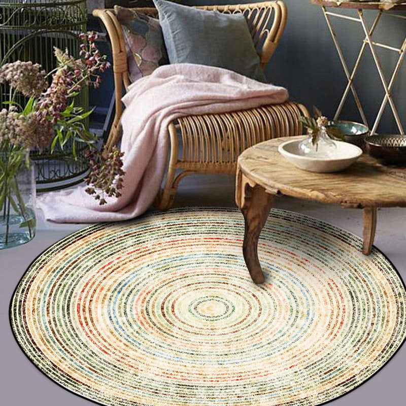 Yellow Rustic Rug Polyester Concentric Circles Pattern Rug Washable Non-Slip Backing Area Rug for Living Room Clearhalo 'Area Rug' 'Rug' 1597407