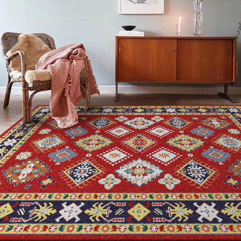 Southwestern Living Room Rug in Red Diamond Print Rug Polyester Anti-Slip Pet Friendly Area Rug Clearhalo 'Area Rug' 'Rugs' 'Southwestern' Rug' 1597463