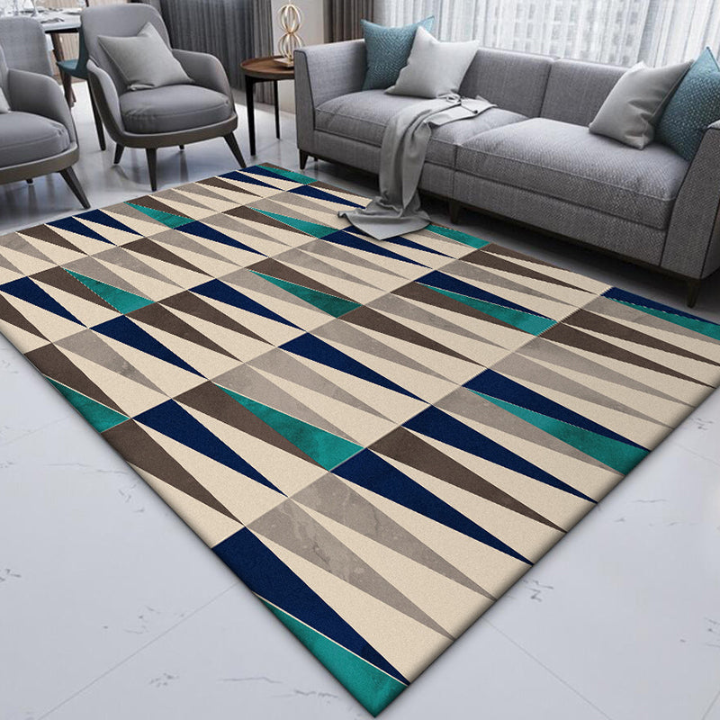 Ivory Bedroom Rug Modern Geometric Triangle Pattern Area Rug Polyester Stain-Resistant Washable Carpet Green Clearhalo 'Area Rug' 'Modern' 'Rugs' Rug' 1597502