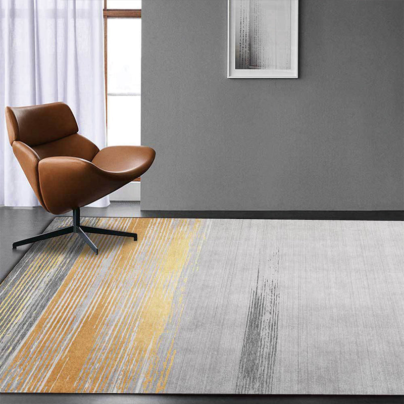 Nordic Striped Pattern Rug Grey and Yellow Polyester Rug Machine Washable Non-Slip Area Rug for Bedroom Clearhalo 'Area Rug' 'Modern' 'Rugs' Rug' 1597658