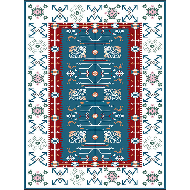 White Bedroom Rug Southwestern Tribal Leaf Pattern Area Rug Polyester Stain-Resistant Non-Slip Carpet Clearhalo 'Area Rug' 'Rugs' 'Southwestern' Rug' 1597723