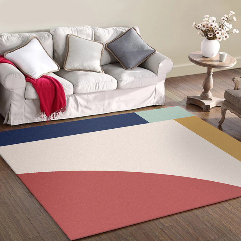 Scandinavian Modern Rug Colorful Colorblock Pattern Rug Polyester Washable Pet Friendly Carpet for Home Decoration Red Clearhalo 'Area Rug' 'Modern' 'Rugs' Rug' 1597777