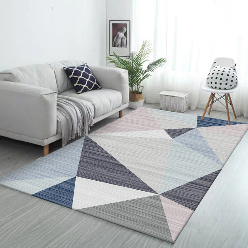 Casual Modern Rug in Ivory Colorblock Triangle Stripe Pattern Rug Polyester Non-Slip Backing Carpet for Home Decoration Blue Clearhalo 'Area Rug' 'Modern' 'Rugs' Rug' 1597801