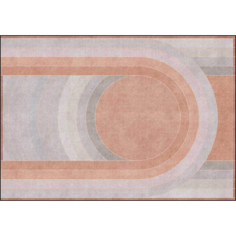 Pink Bedroom Rug Novelty Color Block Arc Circle Pattern Area Rug Polyester Non-Slip Backing Stain-Resistant Carpet Clearhalo 'Area Rug' 'Rug' 1597867