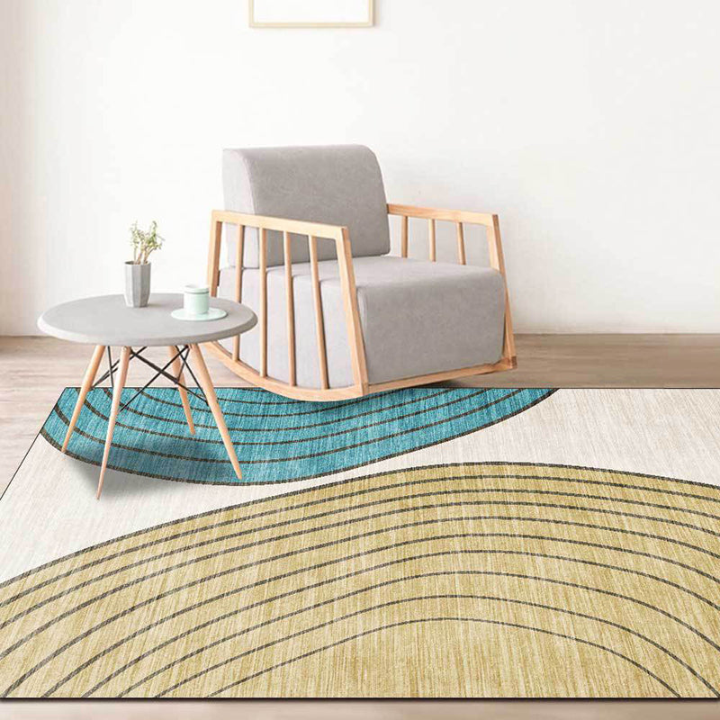 Novelty Living Room Rug in Ivory and Yellow Color Block Stripes Print Rug Polyester Anti-Slip Area Rug Clearhalo 'Area Rug' 'Rug' 1597922