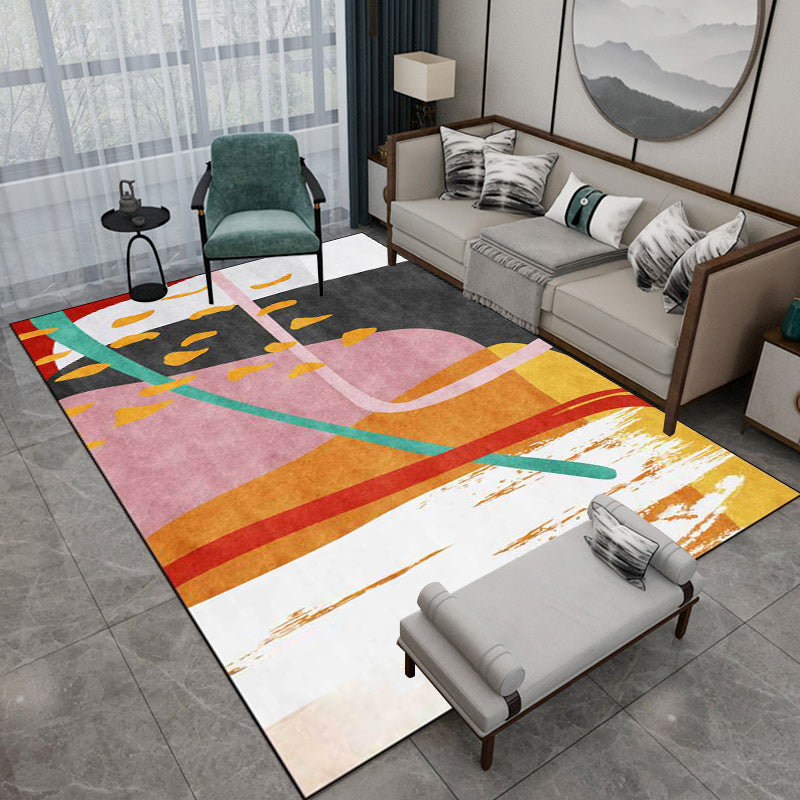 Casual Novelty Rug Multi-color Colorblock Painting Pattern Rug Polyester Non-Slip Backing Carpet for Home Decoration Clearhalo 'Area Rug' 'Rug' 1597938