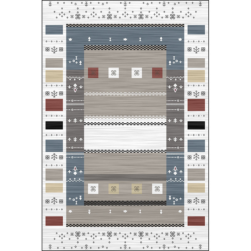 White Bedroom Rug Novelty Geometric Rectangle Pattern Area Rug Polyester Machine Washable Carpet Clearhalo 'Area Rug' 'Bohemian' 'Rugs' Rug' 1597947