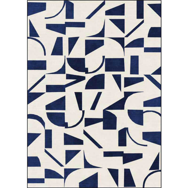 Stylish Abstract Rug Blue and Beige Casual Rug Polyester Machine Washable Anti-Slip Area Rug for Bedroom Clearhalo 'Area Rug' 'Rug' 1598035