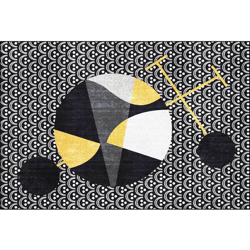 Black Modern Rug Polyester Abstract Rug Machine Washable Non-Slip Backing Carpet for Living Room Clearhalo 'Area Rug' 'Rug' 1598051