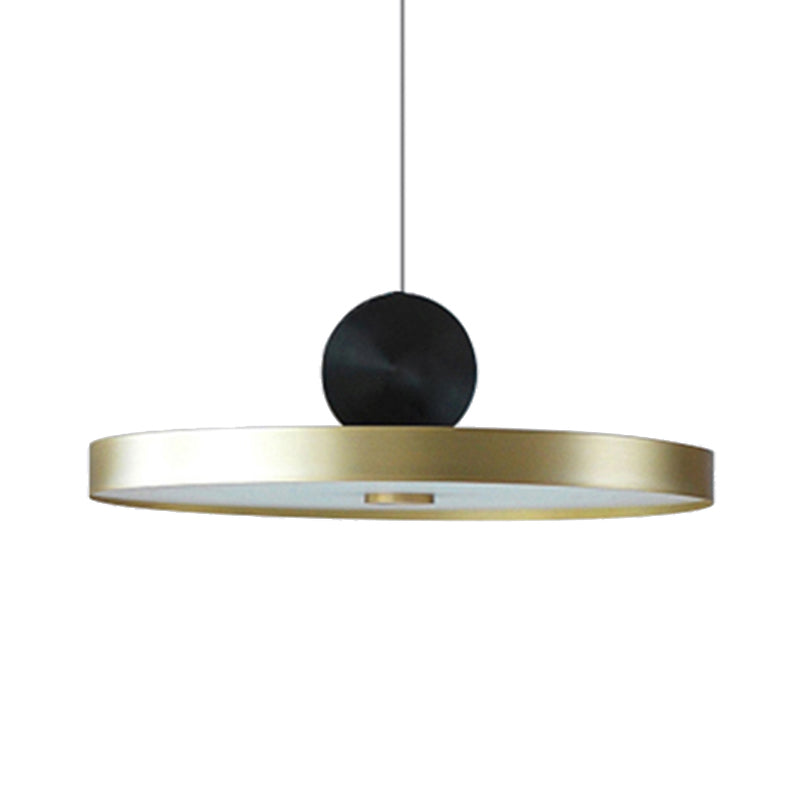 Drum/Saucer/Cylinder Hanging Pendant Light Minimalist Metal 1 Head Hallway Pendant Lighting in Gold Clearhalo 'Ceiling Lights' 'Pendant Lights' 'Pendants' Lighting' 159843