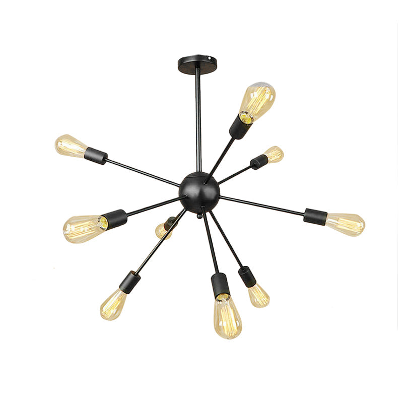 Black 9/12 Lights Chandelier Lighting Retro Industrial Metal Sputnik Pendant Lighting Fixture for Dining Room Clearhalo 'Cast Iron' 'Ceiling Lights' 'Chandeliers' 'Industrial Chandeliers' 'Industrial' 'Metal' 'Middle Century Chandeliers' 'Rustic Chandeliers' 'Tiffany' Lighting' 159878