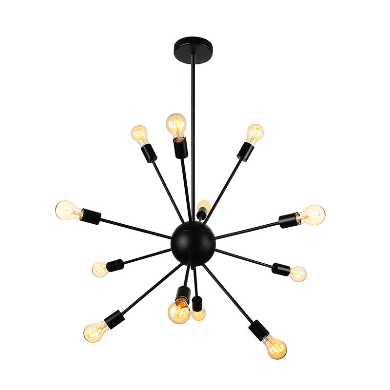 Black 9/12 Lights Chandelier Lighting Retro Industrial Metal Sputnik Pendant Lighting Fixture for Dining Room Clearhalo 'Cast Iron' 'Ceiling Lights' 'Chandeliers' 'Industrial Chandeliers' 'Industrial' 'Metal' 'Middle Century Chandeliers' 'Rustic Chandeliers' 'Tiffany' Lighting' 159882