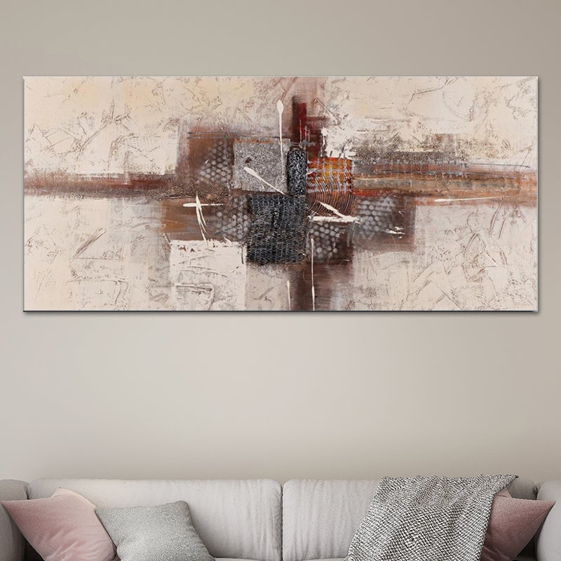 Textured Surface Abstract Wall Art Contemporary Canvas Painting for Home Interior Brown 24