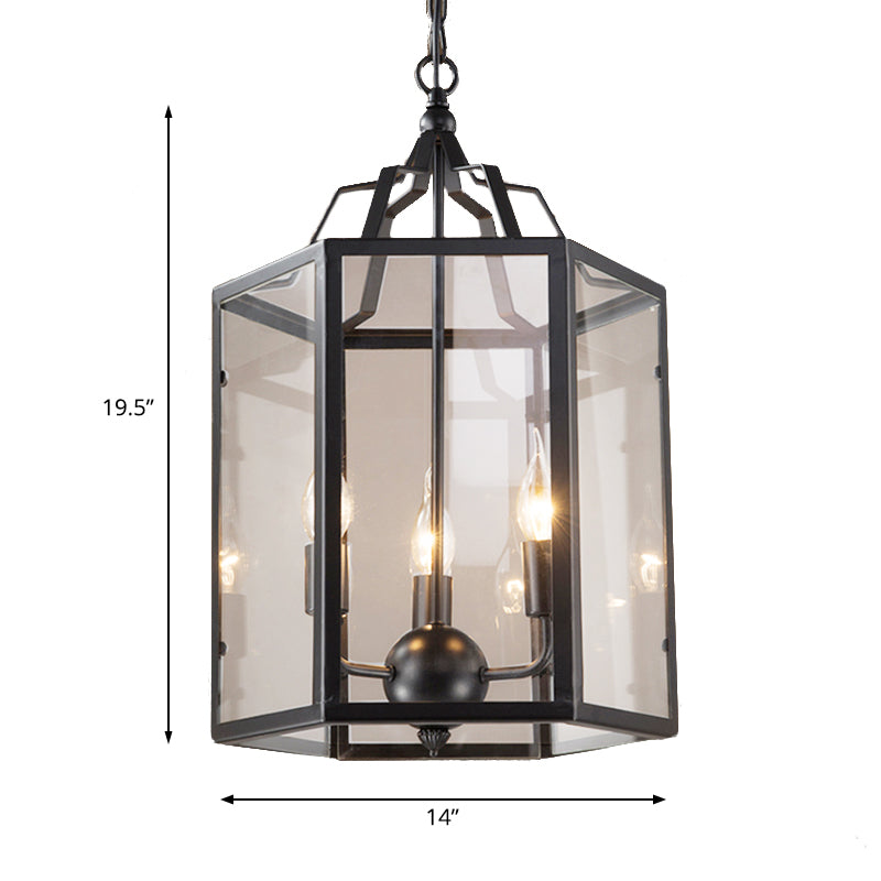 3-Light Clear Glass Hanging Chandelier Vintage Black/White Candle Pendant Light Fixture Clearhalo 'Ceiling Lights' 'Chandeliers' 'Glass shade' 'Glass' 'Industrial Chandeliers' 'Industrial' 'Middle Century Chandeliers' 'Pendant Lights' 'Tiffany' Lighting' 160287