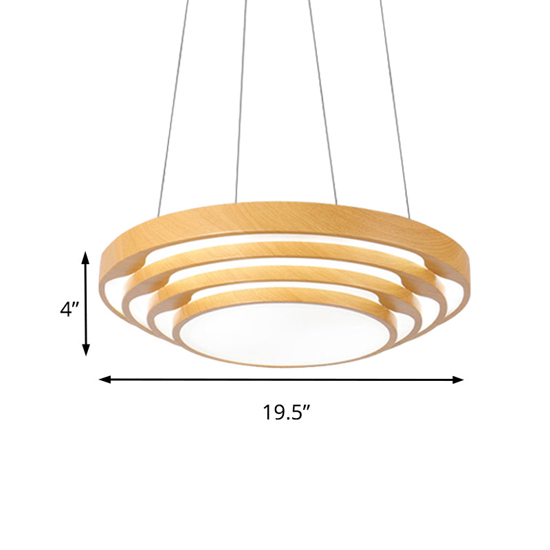 Modern Multi-Layer LED Hanging Pendant Light Wood 1-Light Office Ceiling Fixture in Warm/White Light Clearhalo 'Ceiling Lights' 'Pendant Lights' 'Pendants' Lighting' 160313