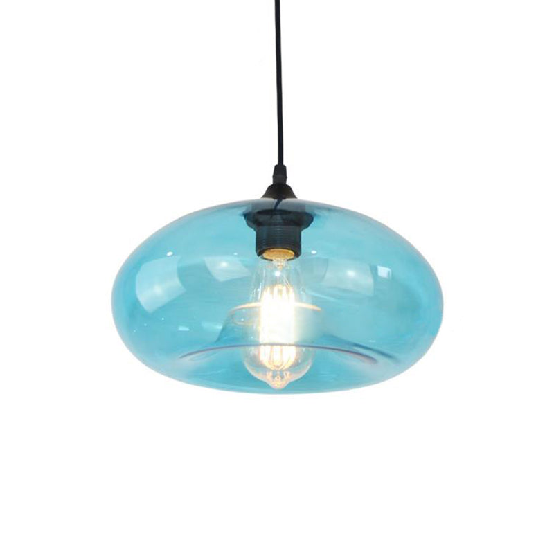 Doughnut Blue Glass Pendant Lighting Modernism 1 Head Living Room Hanging Lamp Clearhalo 'Ceiling Lights' 'Glass shade' 'Glass' 'Industrial Pendants' 'Industrial' 'Middle Century Pendants' 'Pendant Lights' 'Pendants' 'Tiffany' Lighting' 1604695