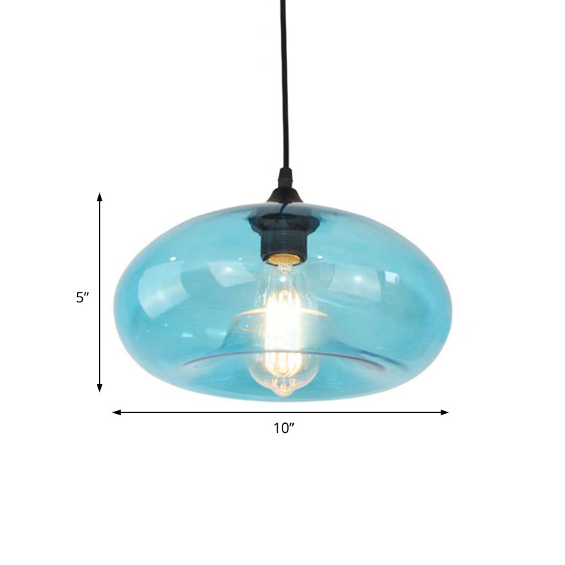 Doughnut Blue Glass Pendant Lighting Modernism 1 Head Living Room Hanging Lamp Clearhalo 'Ceiling Lights' 'Glass shade' 'Glass' 'Industrial Pendants' 'Industrial' 'Middle Century Pendants' 'Pendant Lights' 'Pendants' 'Tiffany' Lighting' 1604696