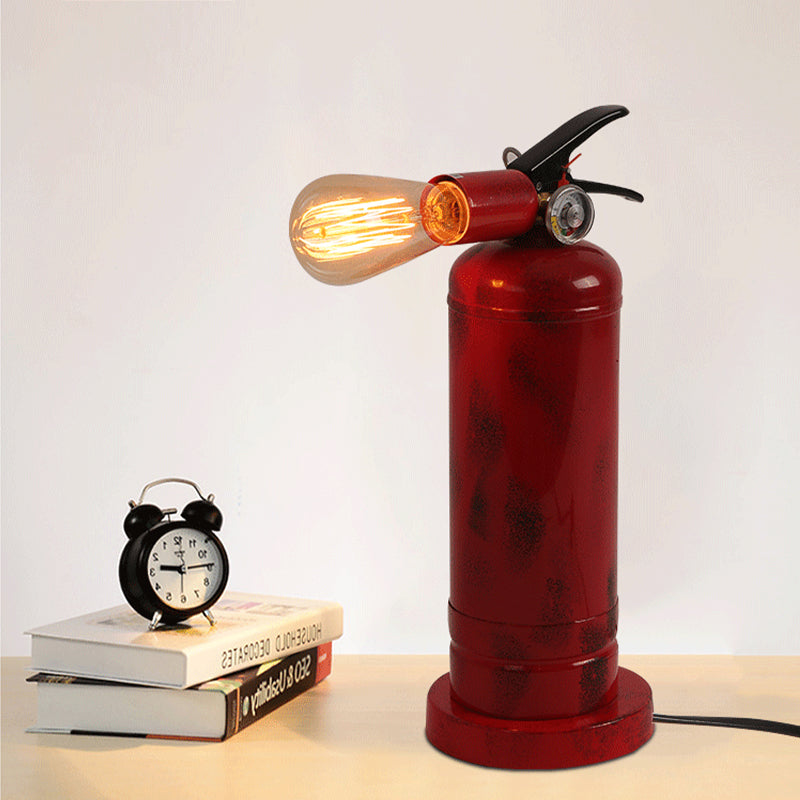 Bistro Fire Extinguisher Shape Table Light Metal 1 Bulb Red Finish Table Lamp with Plug-In Cord Clearhalo 'Lamps' 'Table Lamps' Lighting' 160657