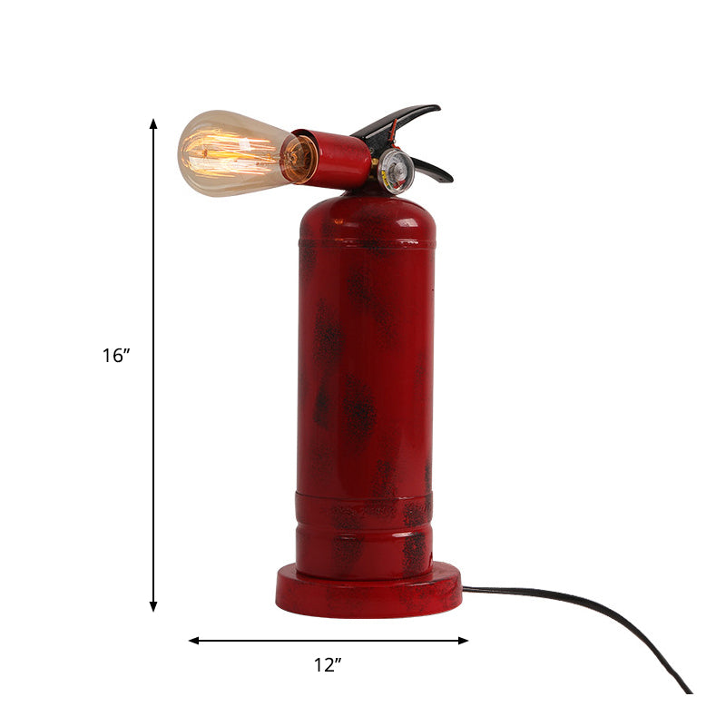 Bistro Fire Extinguisher Shape Table Light Metal 1 Bulb Red Finish Table Lamp with Plug-In Cord Clearhalo 'Lamps' 'Table Lamps' Lighting' 160659