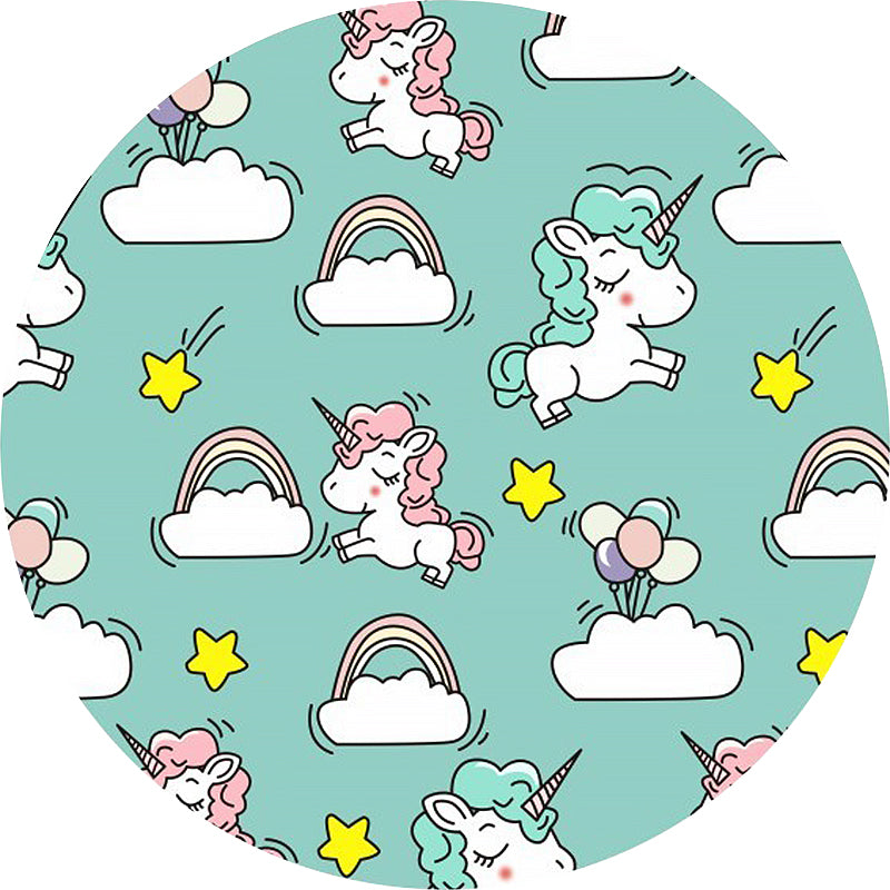 Pink and Blue Kids Rug Polyester Unicorn and Rainbow Print Rug Washable Non-Slip Backing Carpet for Kids' Room Clearhalo 'Area Rug' 'Rug' 1608443