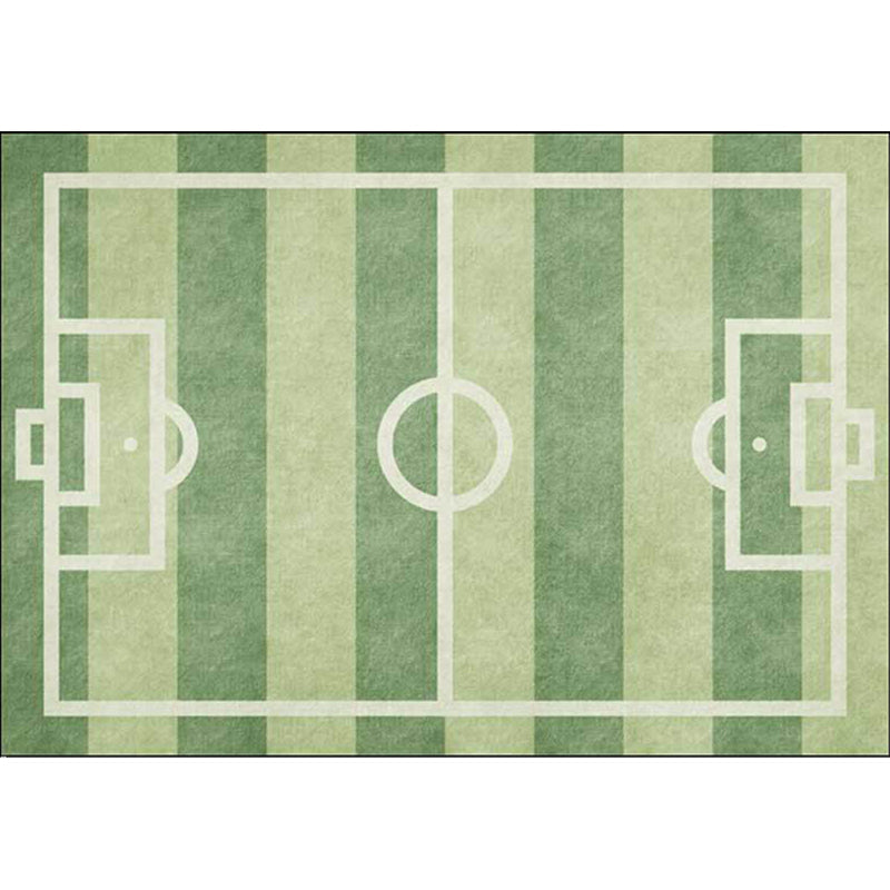 Kids Bedroom Rug in Green Sports Football Field Print Rug Polyester Non-Slip Backing Washable Area Rug Clearhalo 'Area Rug' 'Rug' 1608872