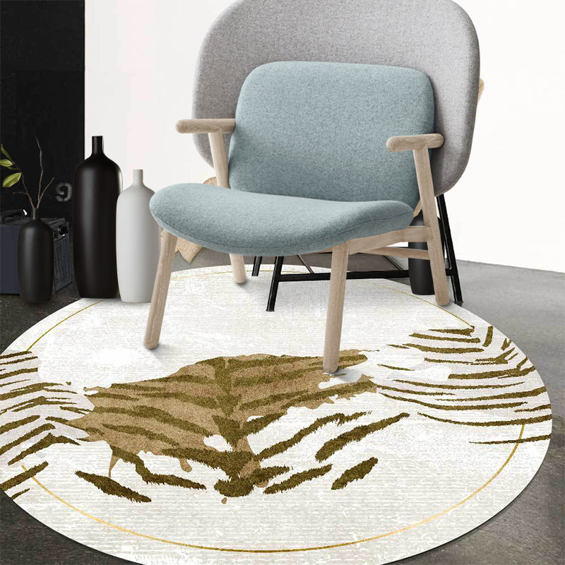 Novelty Tiger Print Rug Brown Polyester Rug Machine Washable Non-Slip Area Rug for Bedroom Clearhalo 'Area Rug' 'Modern' 'Rugs' Rug' 1609026