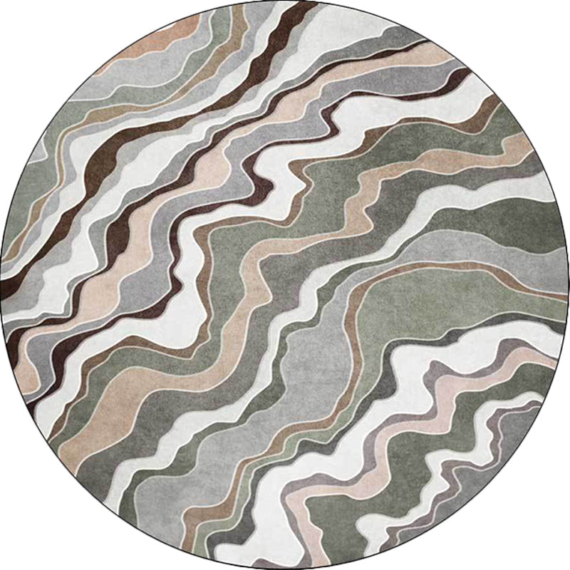 Casual Swirl Lines Pattern Rug Green Multicolor Polyester Rug Machine Washable Non-Slip Area Rug for Bedroom Clearhalo 'Area Rug' 'Modern' 'Rugs' Rug' 1609037