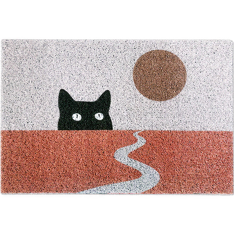 Red Kids Rug Vinyl Cat Letter Print Rug Washable Non-Slip Backing Carpet for Kids' Room Clearhalo 'Area Rug' 'Rug' 1609085