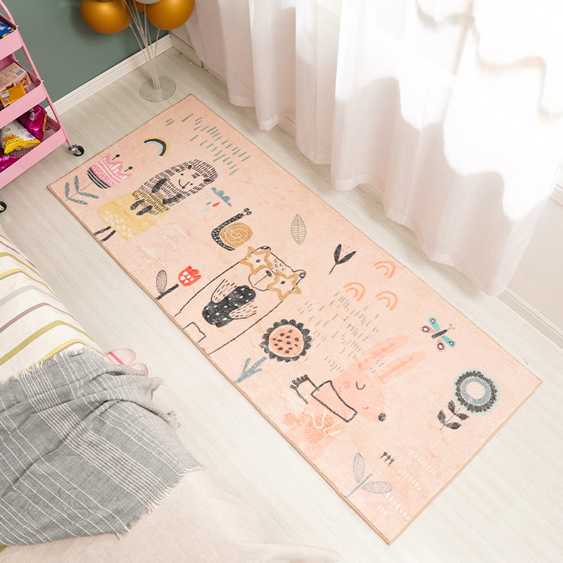 Cute Cartoon Pattern Rug Apricot Kids Rug Polyester Washable Non-Slip Area Rug for Nursery Apricot Clearhalo 'Area Rug' 'Rug' 1609088