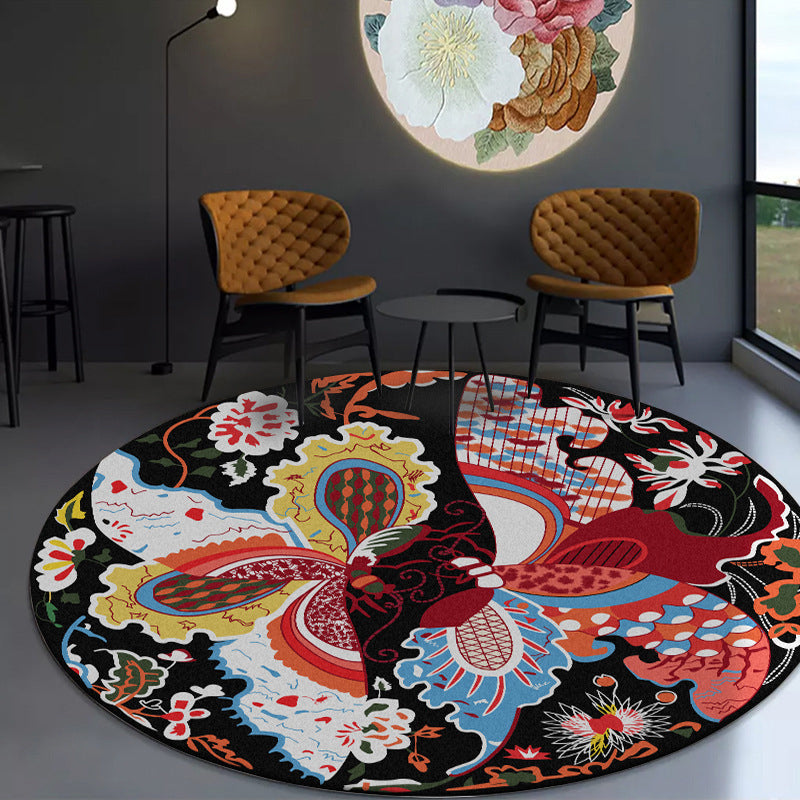 Vintage Butterfly Pattern Rug Black Multicolor Polyester Rug Machine Washable Non-Slip Area Rug for Bedroom Clearhalo 'Area Rug' 'Rug' 1609102