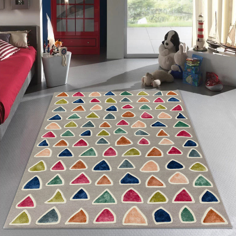 Modern Living Room Rug in Grey Irregular Triangle Print Rug Polyester Machine Washable Non-Slip Area Rug Dark Gray Clearhalo 'Area Rug' 'Modern' 'Rugs' Rug' 1609181