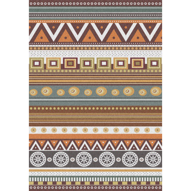 Brown Tribal Rug Polyester Geometric and Striped Pattern Rug Washable Non-Slip Backing Carpet for Living Room Clearhalo 'Area Rug' 'Rugs' 'Southwestern' Rug' 1609247