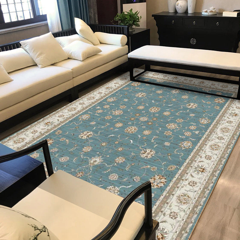 Persian Geometric Print Rug Green and Beige Polyester Rug Machine Washable Non-Slip Area Rug for Living Room Blue Clearhalo 'Area Rug' 'Moroccan' 'Rugs' Rug' 1609261