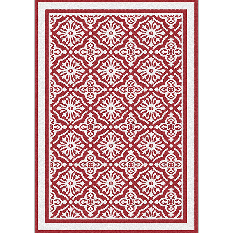 Red Persian Rug Polyester Floral Pattern Rug Washable Non-Slip Backing Carpet for Living Room Clearhalo 'Area Rug' 'Moroccan' 'Rugs' Rug' 1609271