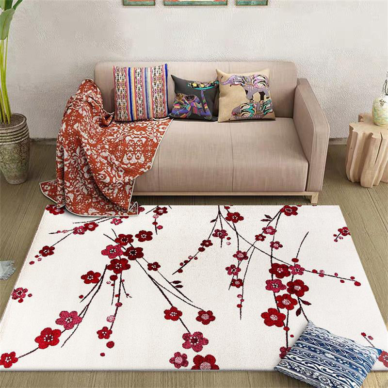 Vintage Floral Pattern Rug Beige and Red Polyester Rug Machine Washable Non-Slip Area Rug for Living Room Clearhalo 'Area Rug' 'Rug' 1609482