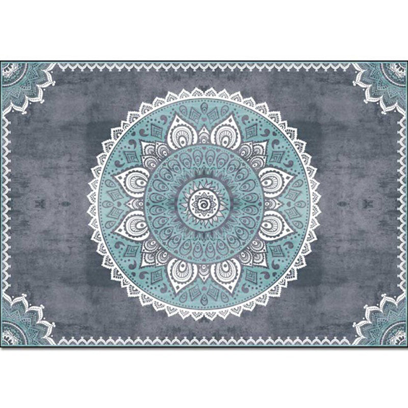 Blue and Grey Moroccan Rug Polyester Floral Pattern Rug Washable Non-Slip Backing Carpet for Living Room Clearhalo 'Area Rug' 'Moroccan' 'Rugs' Rug' 1609627