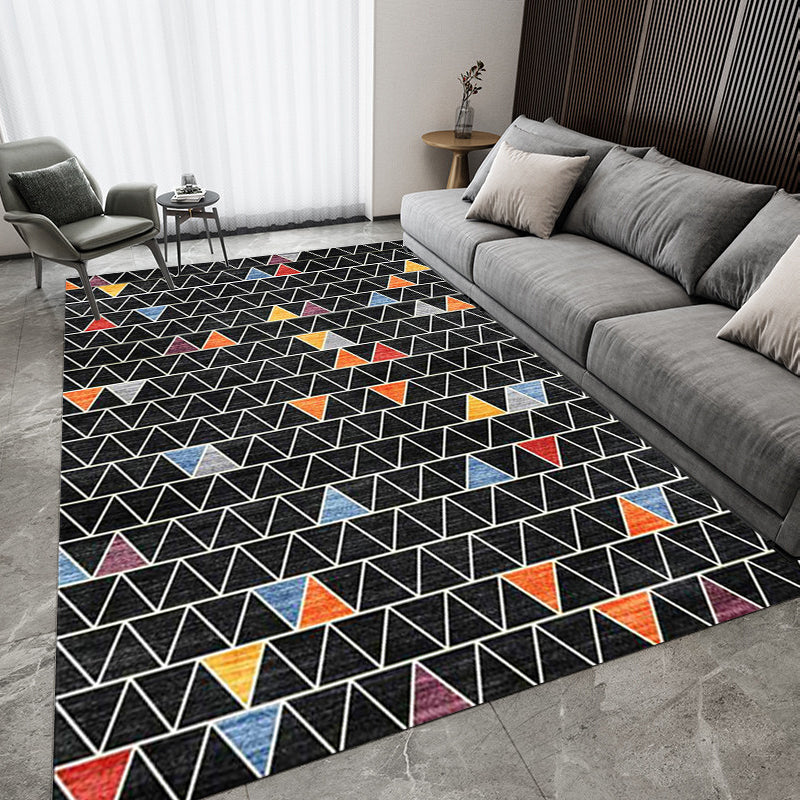 Black Multicolor Rug Polyester Geometric Print Rug Washable Non-Slip Backing Carpet for Living Room Clearhalo 'Area Rug' 'Modern' 'Rugs' Rug' 1609962