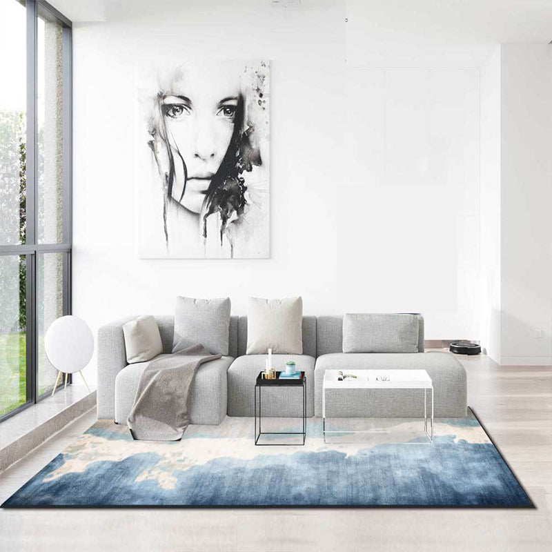 Brown and Blue Oriental Rug Polyester Ink Wash Painting Pattern Rug Washable Non-Slip Backing Carpet for Bedroom Clearhalo 'Area Rug' 'Rug' 1610003