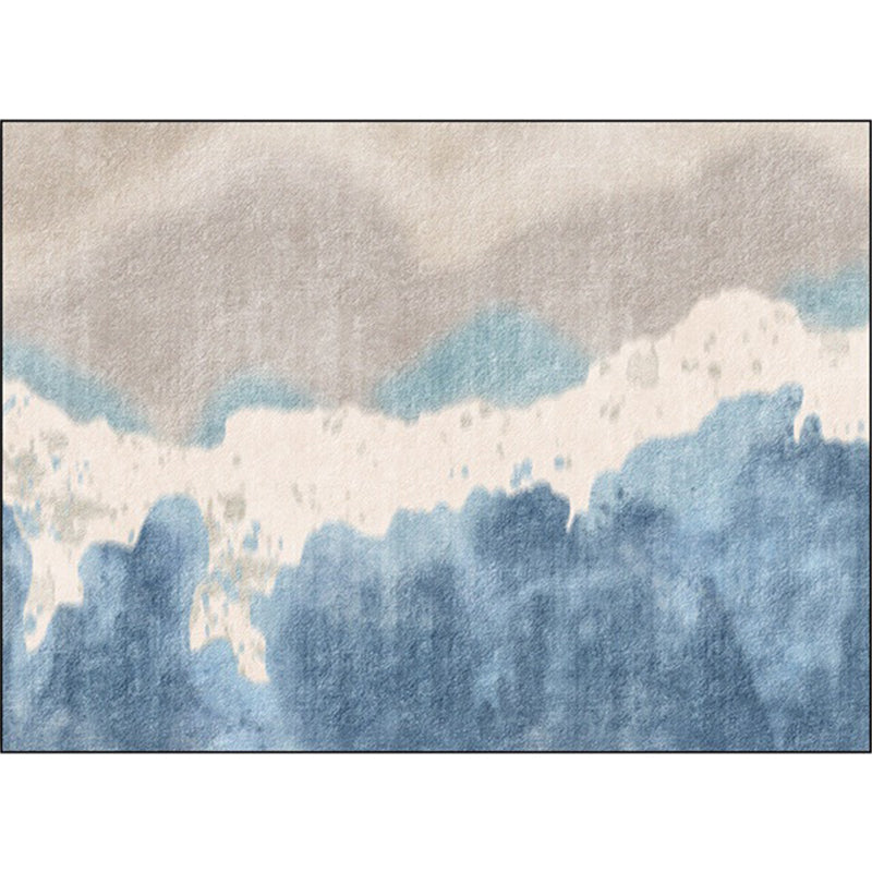 Brown and Blue Oriental Rug Polyester Ink Wash Painting Pattern Rug Washable Non-Slip Backing Carpet for Bedroom Clearhalo 'Area Rug' 'Rug' 1610004