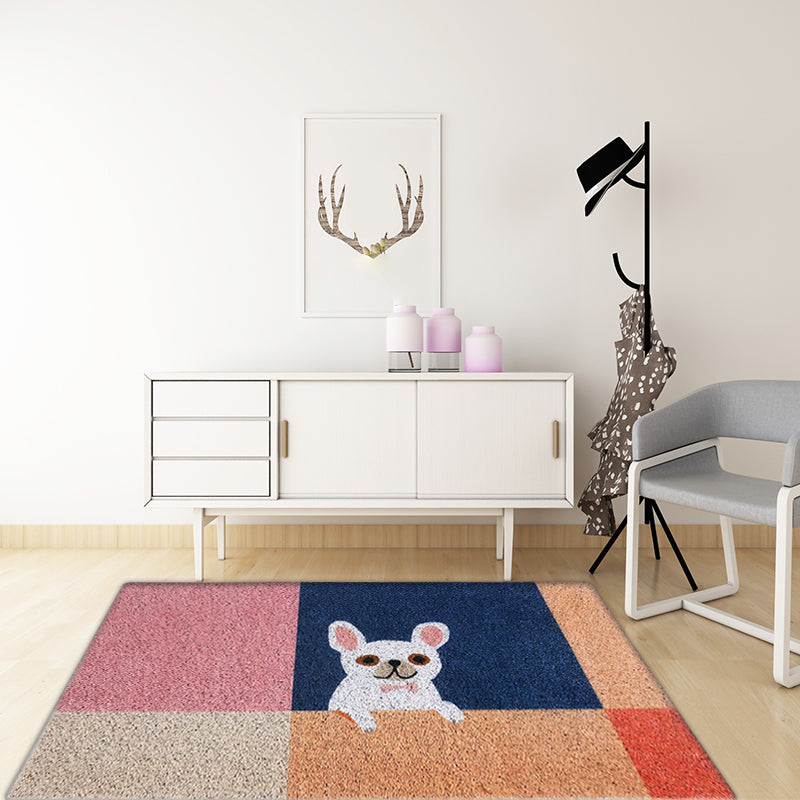 Kids Dog Pattern Rug Multicolor Vinyl Rug Washable Anti-Slip Backing Area Rug for Home Decoration Dark Blue Clearhalo 'Area Rug' 'Rug' 1610108