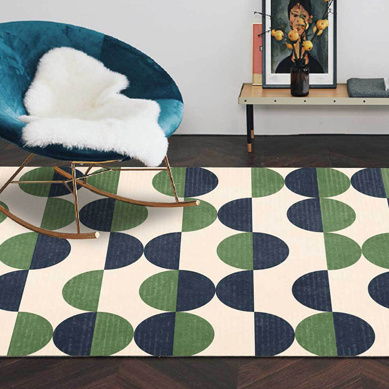 Contemporary Geometric Pattern Rug Beige and Green Polyester Rug Machine Washable Non-Slip Area Rug for Bedroom Green Clearhalo 'Area Rug' 'Modern' 'Rugs' Rug' 1610348