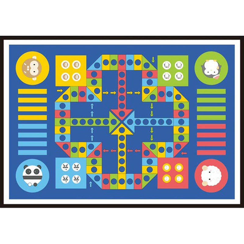 Blue Child's Room Rug Kids Educational Ludo Pattern Area Rug Polyester Pet Friendly Washable Carpet Clearhalo 'Area Rug' 'Rug' 1610444