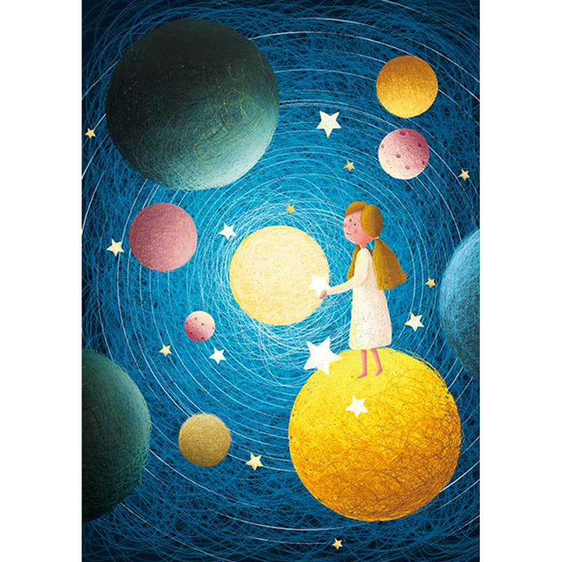 Cute Kids Rug in Blue Outer Space Planet Figure Pattern Rug Polyester Non-Slip Washable Carpet for Nursery Clearhalo 'Area Rug' 'Rug' 1610452