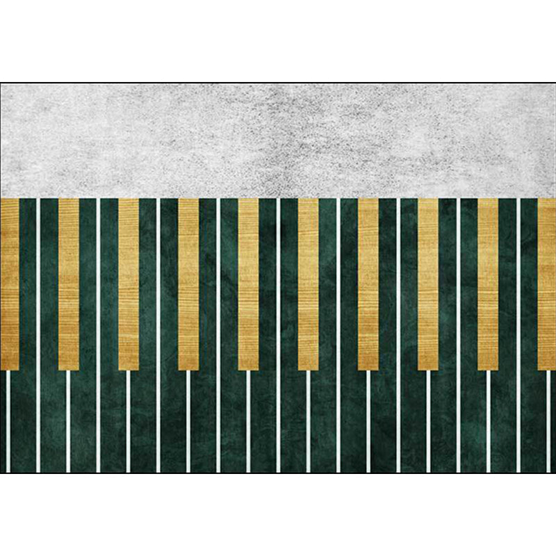 Novelty Piano Pattern Rug Green and Grey Polyester Rug Machine Washable Non-Slip Area Rug for Bedroom Clearhalo 'Area Rug' 'Modern' 'Rugs' Rug' 1610516